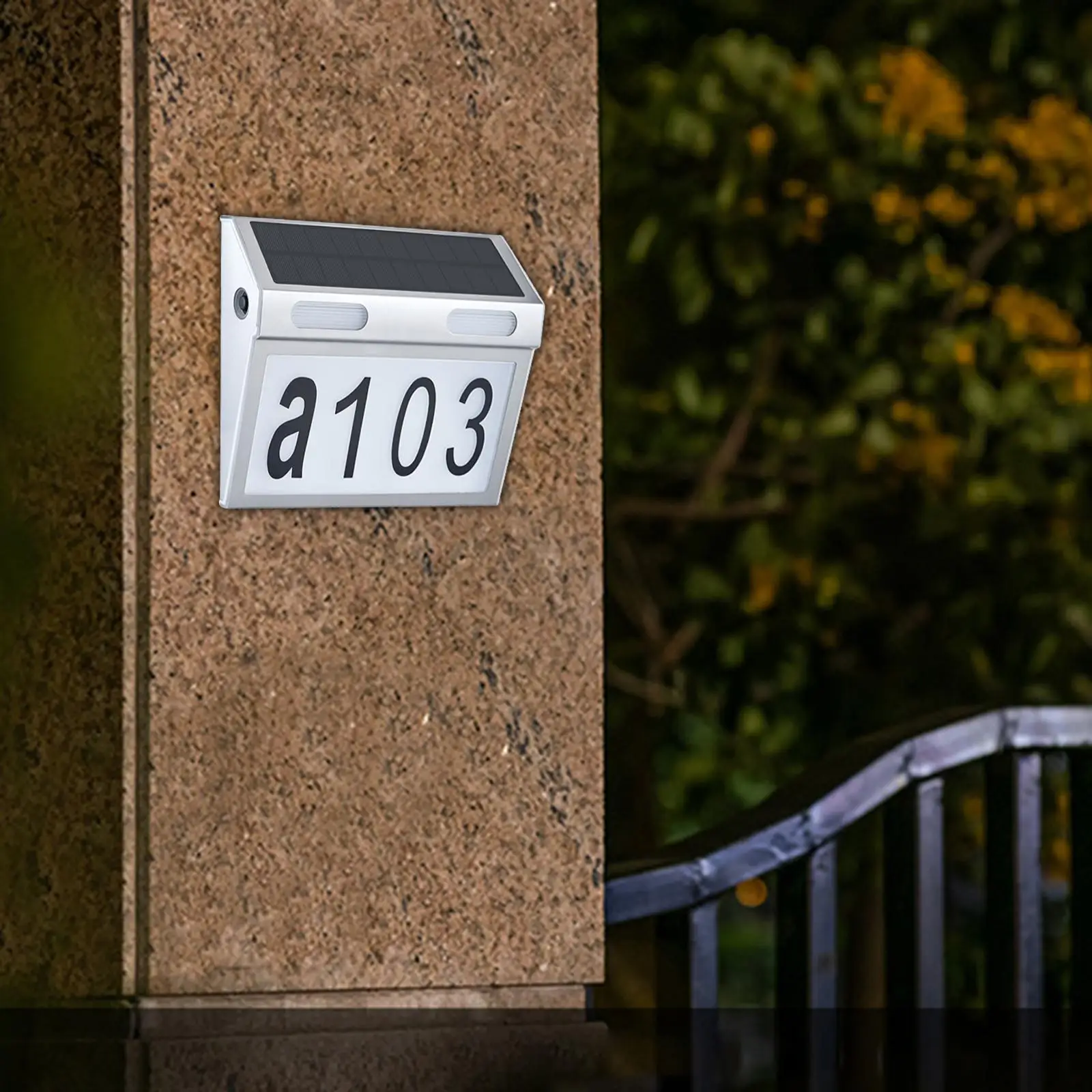 LED Solar Address Number Sign Waterproof Stainless Steel Lighted Plaque for Outdoor House Wall Garden Yard Street Modern