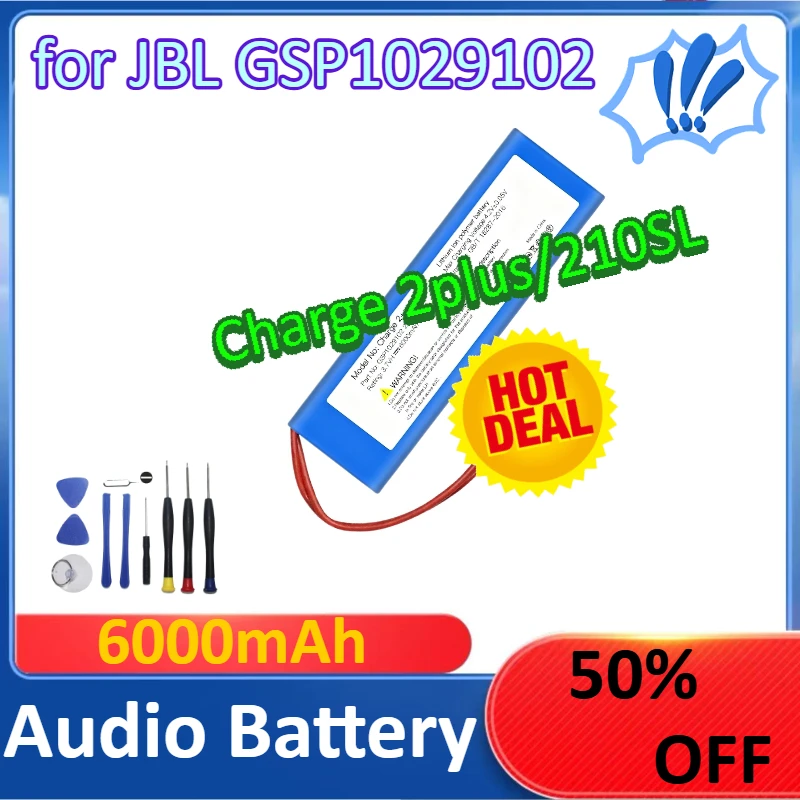 6000mAh Charge 2plus/210SL vervangende batterij voor JBL GSP1029102 audiobatterij