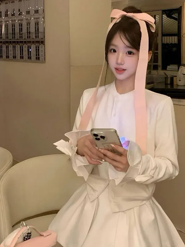 

Комплект из юбки и блузки в корейском стиле: комфортная длинная юбка и блузка с круглым вырезом и пуговицами, осенняя коллекция для женщин...