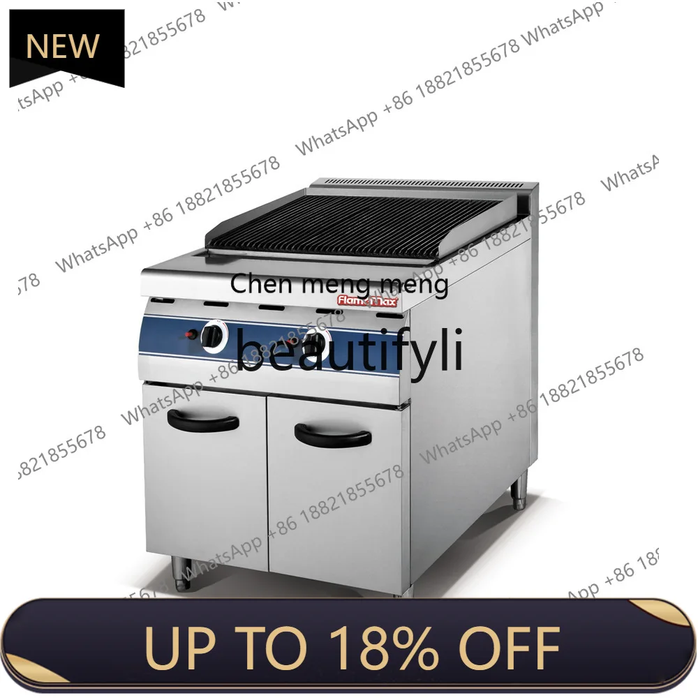 

Z189 Gas Volcanic Stone Grill Commercial Vertical Stainless Steel BBQ Grill with Storage Cabinet