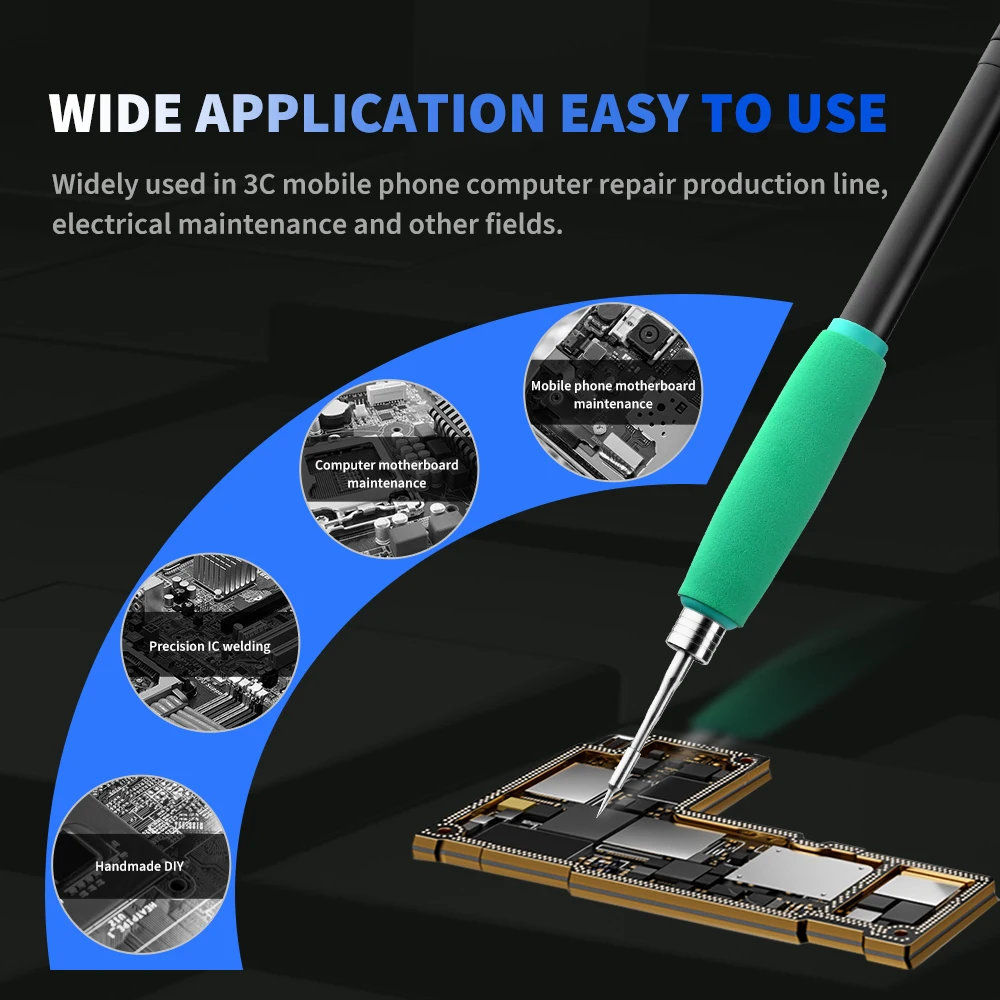 Smart Soldering Station 3 Speed Temperature Control LED Color Screen Digital display Auto-Sleep 3S Quick Heat Soldering Iron