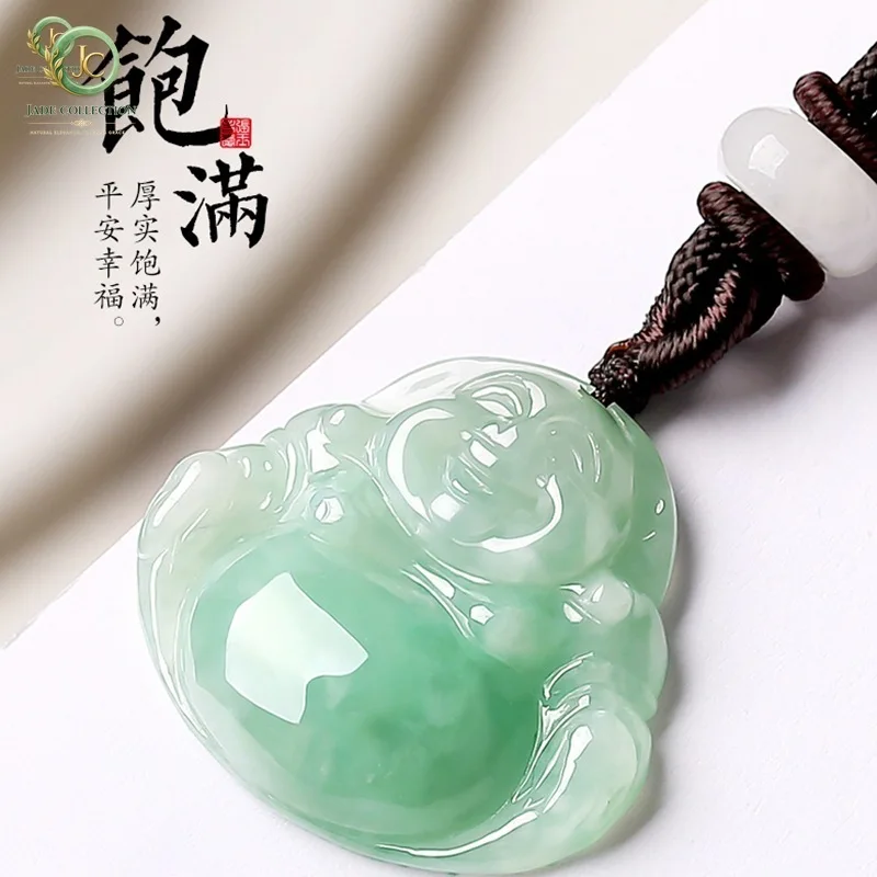 Certified Myanmar Jadeite Green Jade Buddha Necklace Men Women Fine Jewelry Natural Grade A Burma Jade Buddha Pendant Necklaces