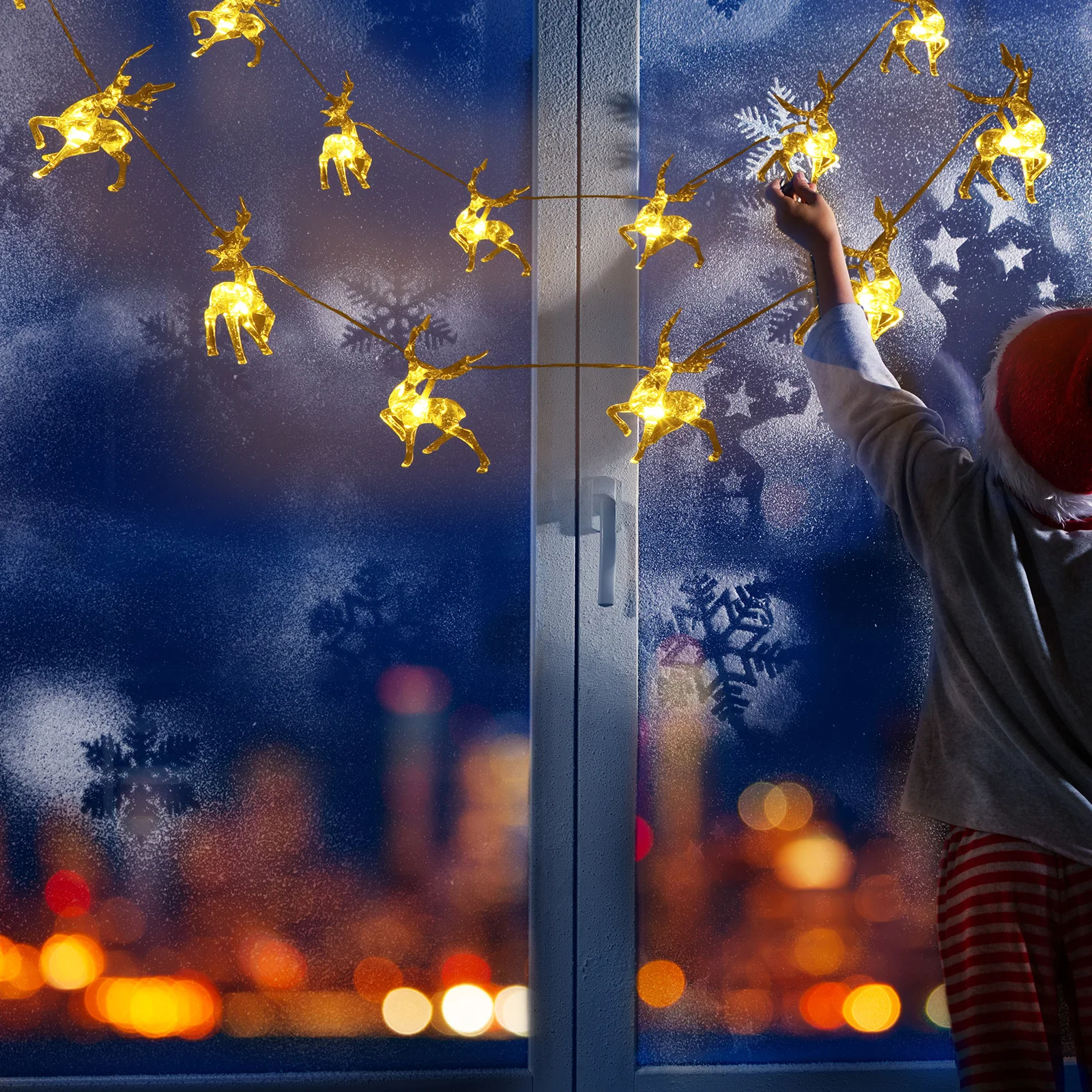 

Elk Shaped Christmas Led String Lights Premium Decorative Lamp For Holiday Party Tree Indoor Outdoor Gathering Decoration Xmas