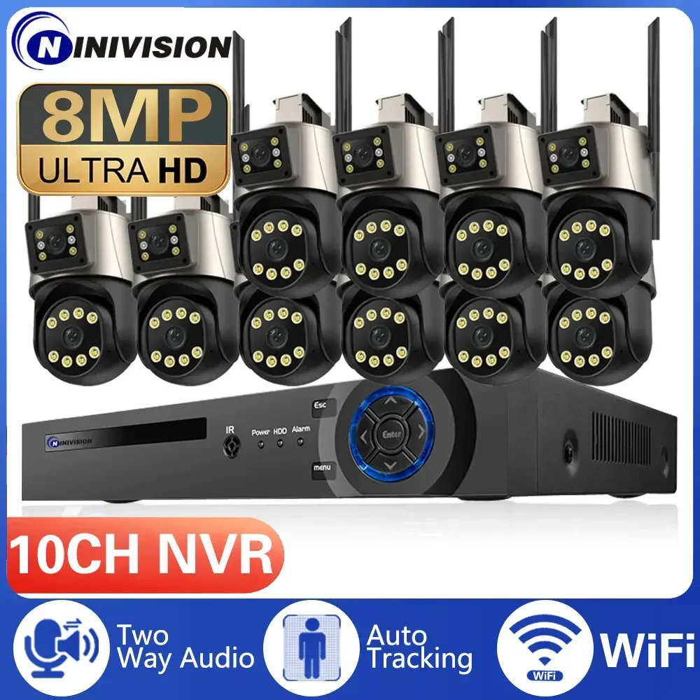 

4K 8MP PTZ Wireless CCTV System Two Way Audio 6MP WIFI IP Security Camera 10CH P2P NVR Video Surveillance Kit Human Auto Track