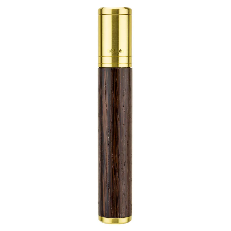 LUBINSKI Cigar Travel Tube Moisturizer Tube Zinc Alloy Vintage Wood Portable Single Cigar Tube