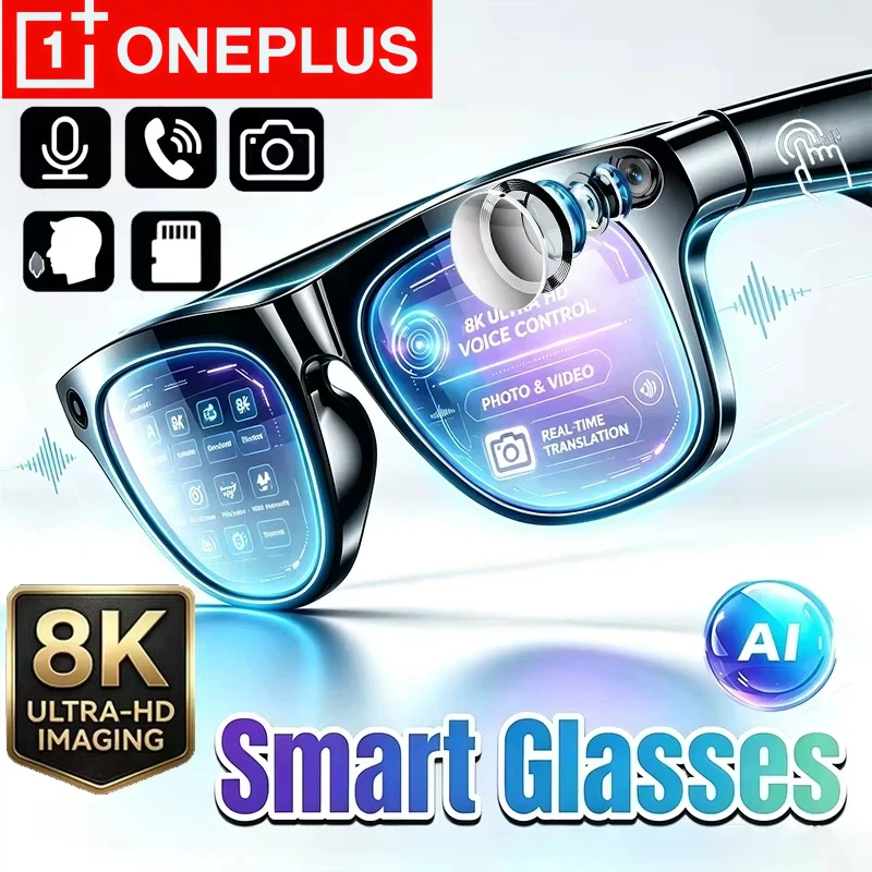 OnePlus Bluetooth AI Smart Glasses 8KGafas Inteligentes Recording Remote Control Translator Voice Assistant Camera Touch Glasses