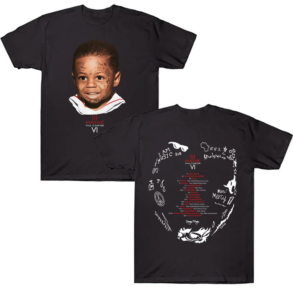 Rapper Lil Wayne Tha Carter VI Graphic T Shirt Men's Hip Hop Vintage Gothic T-shirt Cotton Oversized Tee Trend Streetwear Unisex
