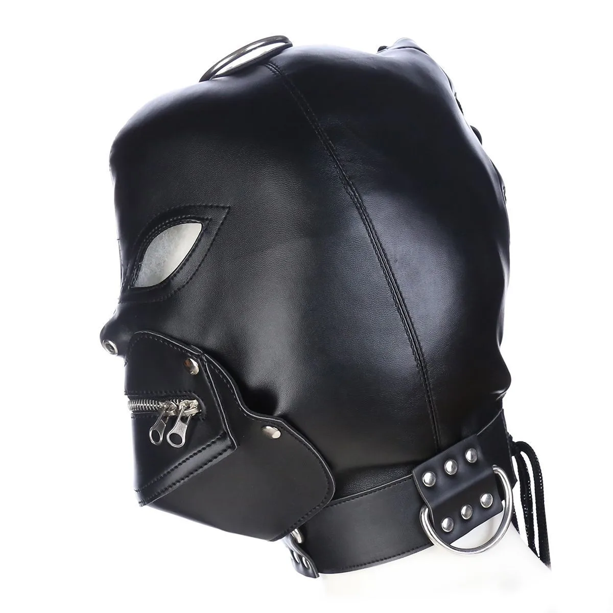 New PU Leather Cosplay Demon Head Hood Fetish Sexy Unisex Mask for Women Men Halloween Adult Party Games Roleplay Boy Face Cover