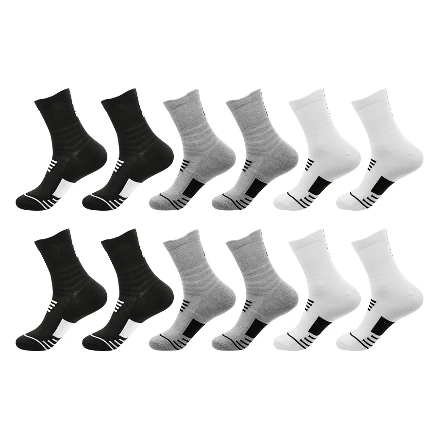 

6 pairs Sports Socks Elite Socks Basketball Socks Men's and Women's Mid Barrel Running Socks Badminton Socks