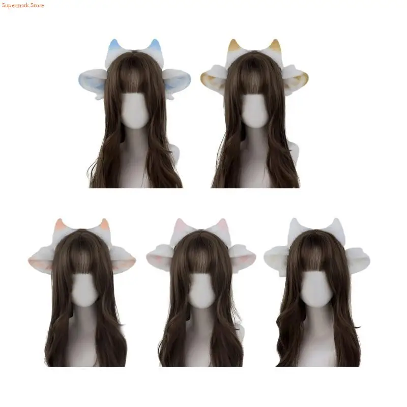 

Q5WE Comfortable Plush Headbands Adjustable Animal Ear Headbands Creative Headgear for Halloween Christmas