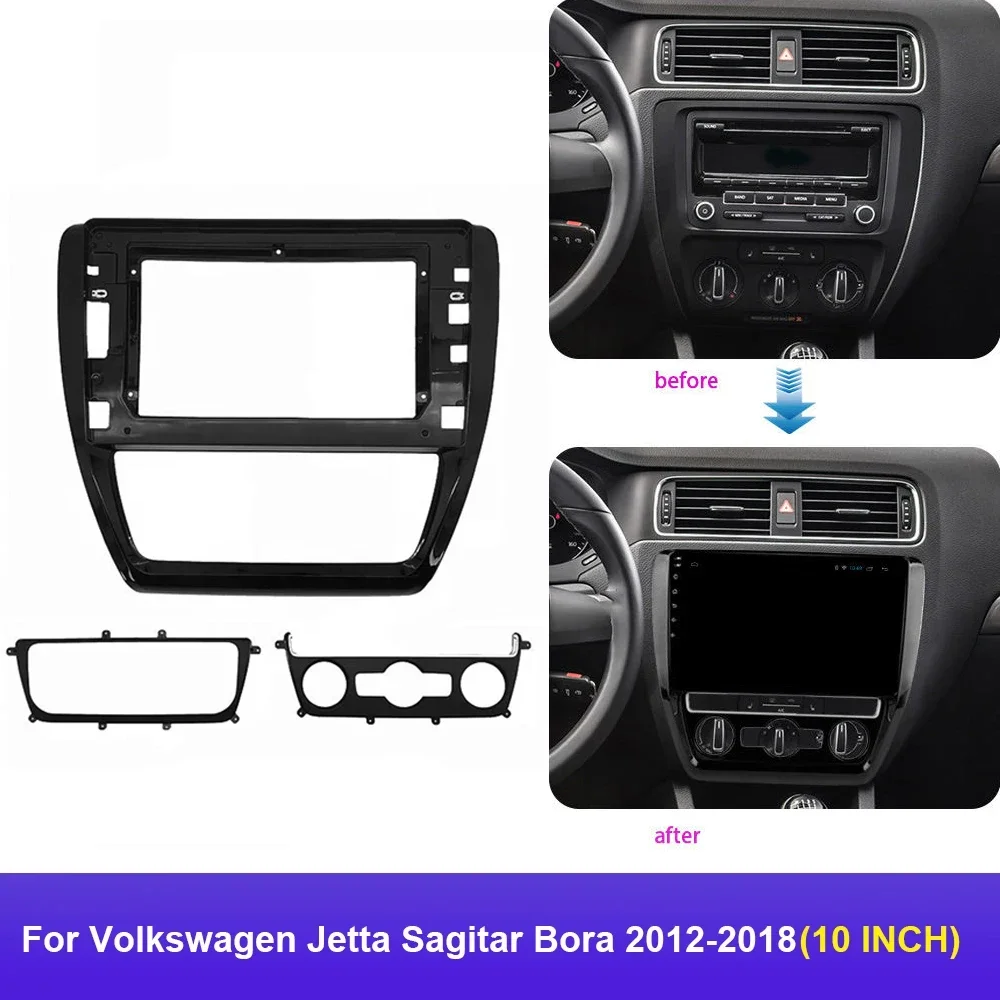 

10 Inch Car Frame Fascia Adapter Android Radio Audio Dash Fitting Panel Kit For Volkswagen Jetta Sagitar Bora 2012-2018