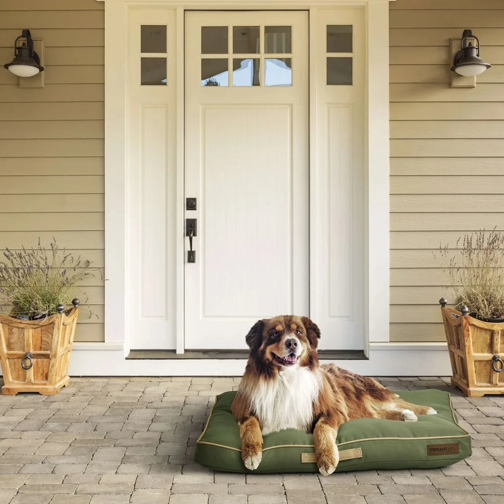 

Travel Durable Dog Bed, Large Gusetted, Loden Green 38" x 28", Water Resistant, Easy-Carry Travel Handle