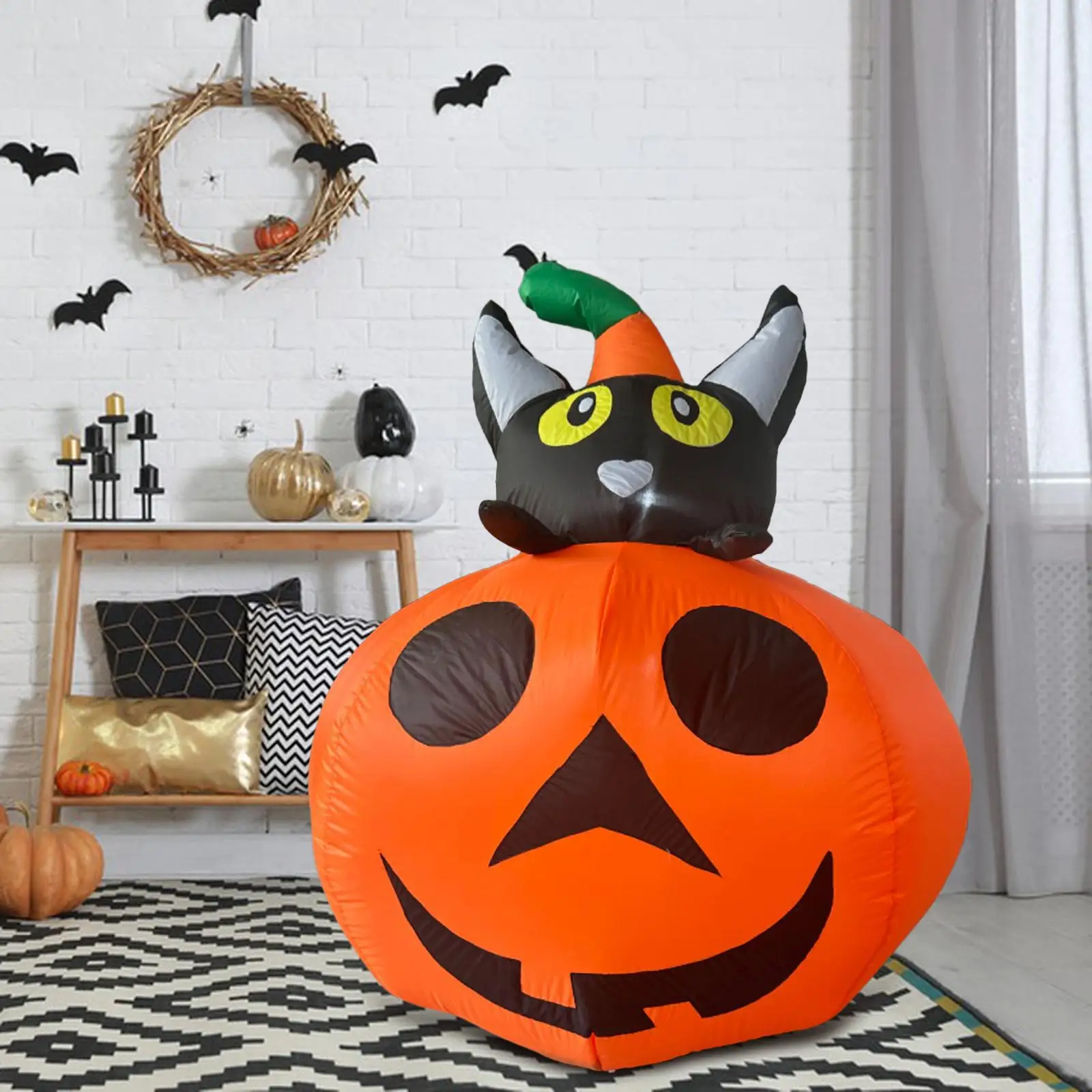 

Halloween Inflatable Decoration Pumpkin Cat Backyard Home Holiday LED Lights