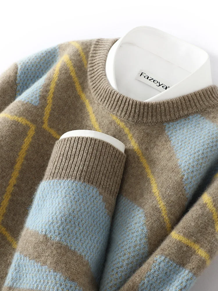 

Soft Woolen Knitted round Ne Sweater for Men Casual Loose Fit Autumn Winter New Sle Busin Casual Sweater Youth Vitalit...