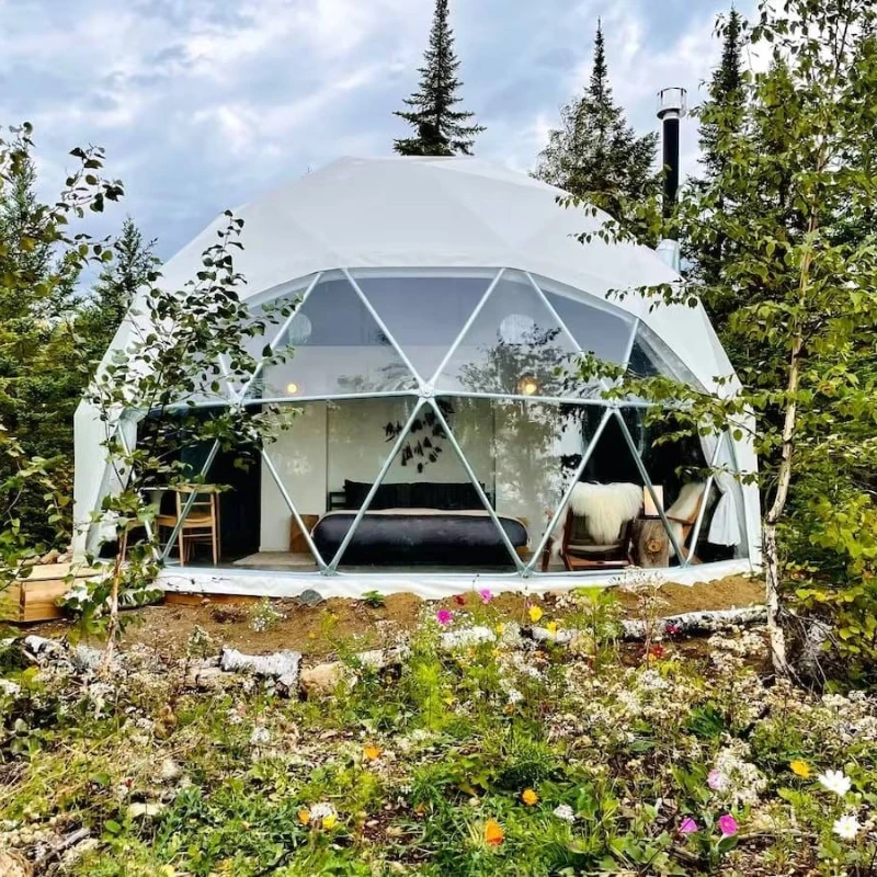 Resort Glamping Dome Tent with Panoramic Window Glass Door for Backyard Garden Igloo Outdoor Luxury Accommodation
