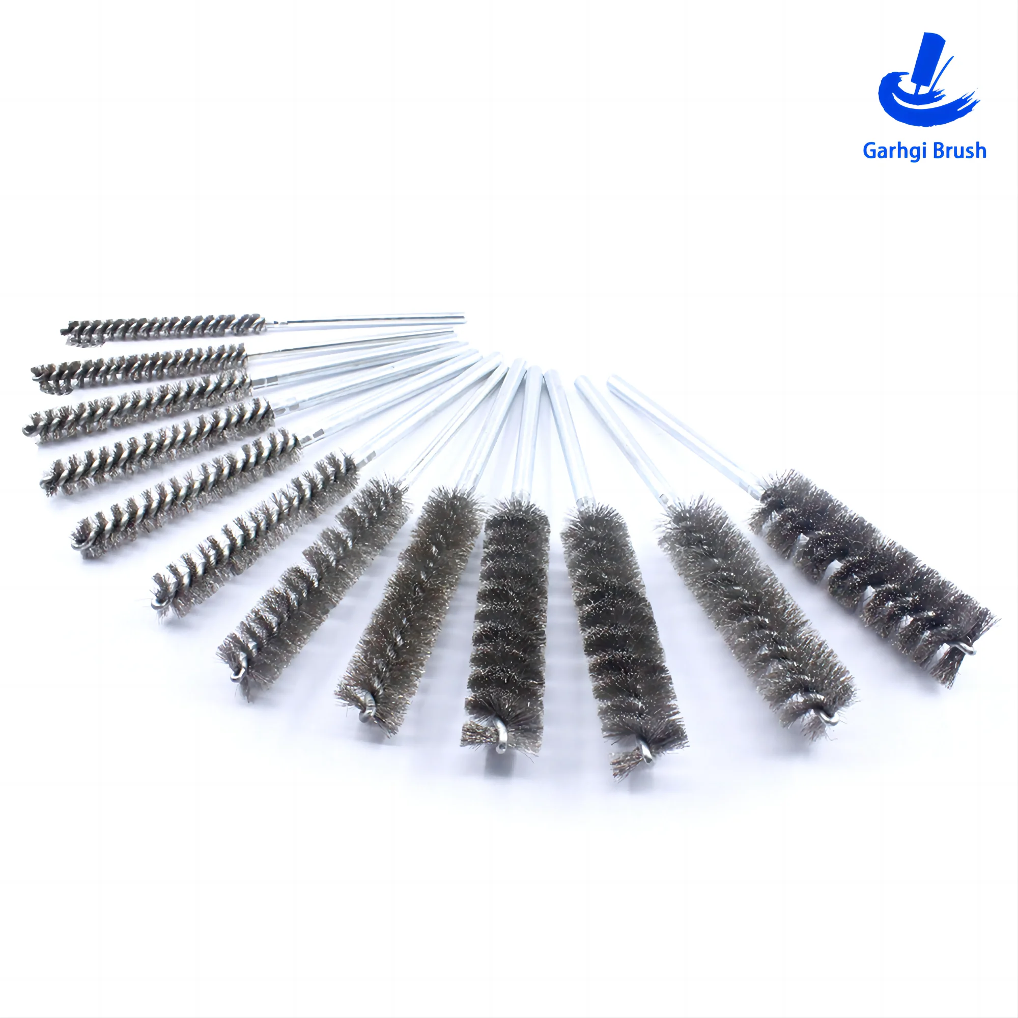 Power Wire Tube Brushes 200MM Long Spiral Stainless Steel Fill Hole Bore Blind Hole Cleaning Deburring Welding Slag Rust Remove