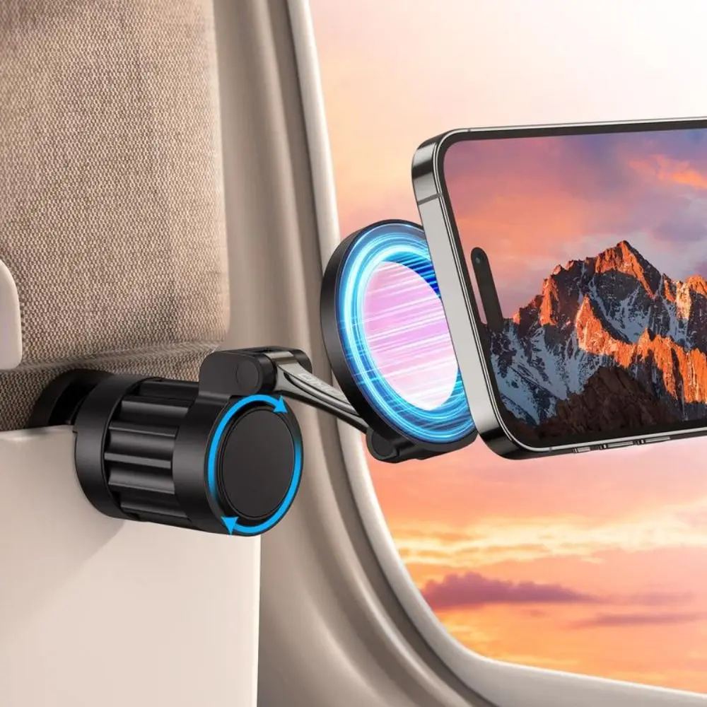 

High Quality Foldable Travel Phone Holder 360° Rotating Handsfree Magnetic Airplane Phone Stand Metal Portable for Magsafe Stand