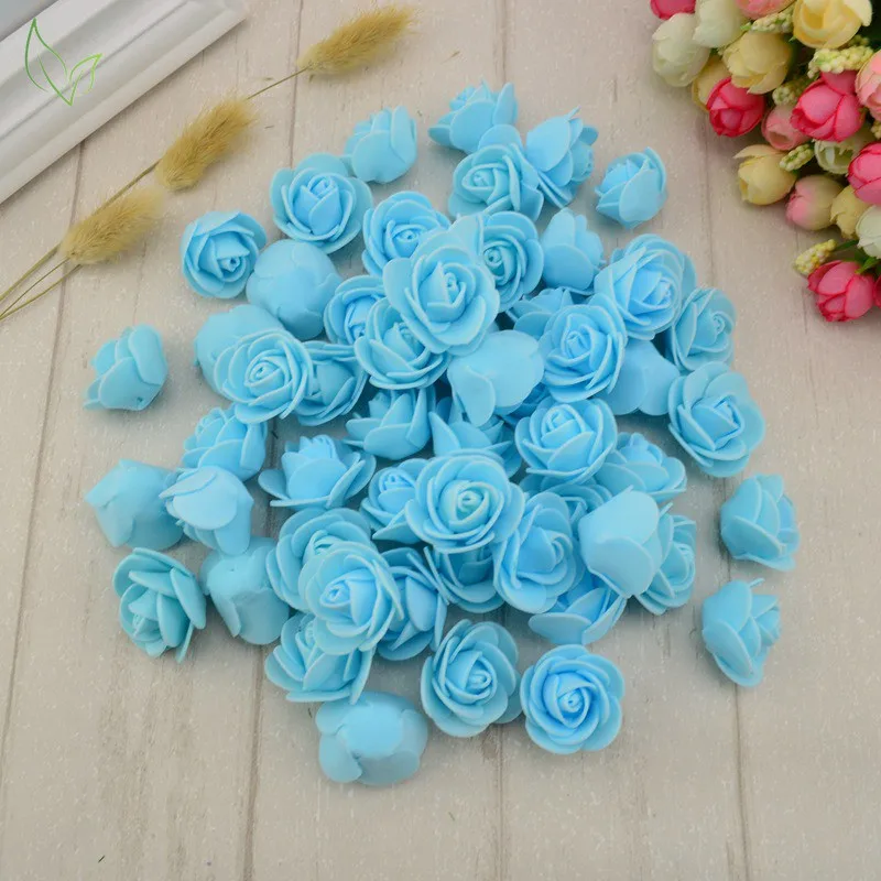 50PCS PE Foam Fake Flower Roses Head Artificial Flowers Cheap Wedding Decoration for Scrapbooking Gift Box Diy Wreath Multi-Use