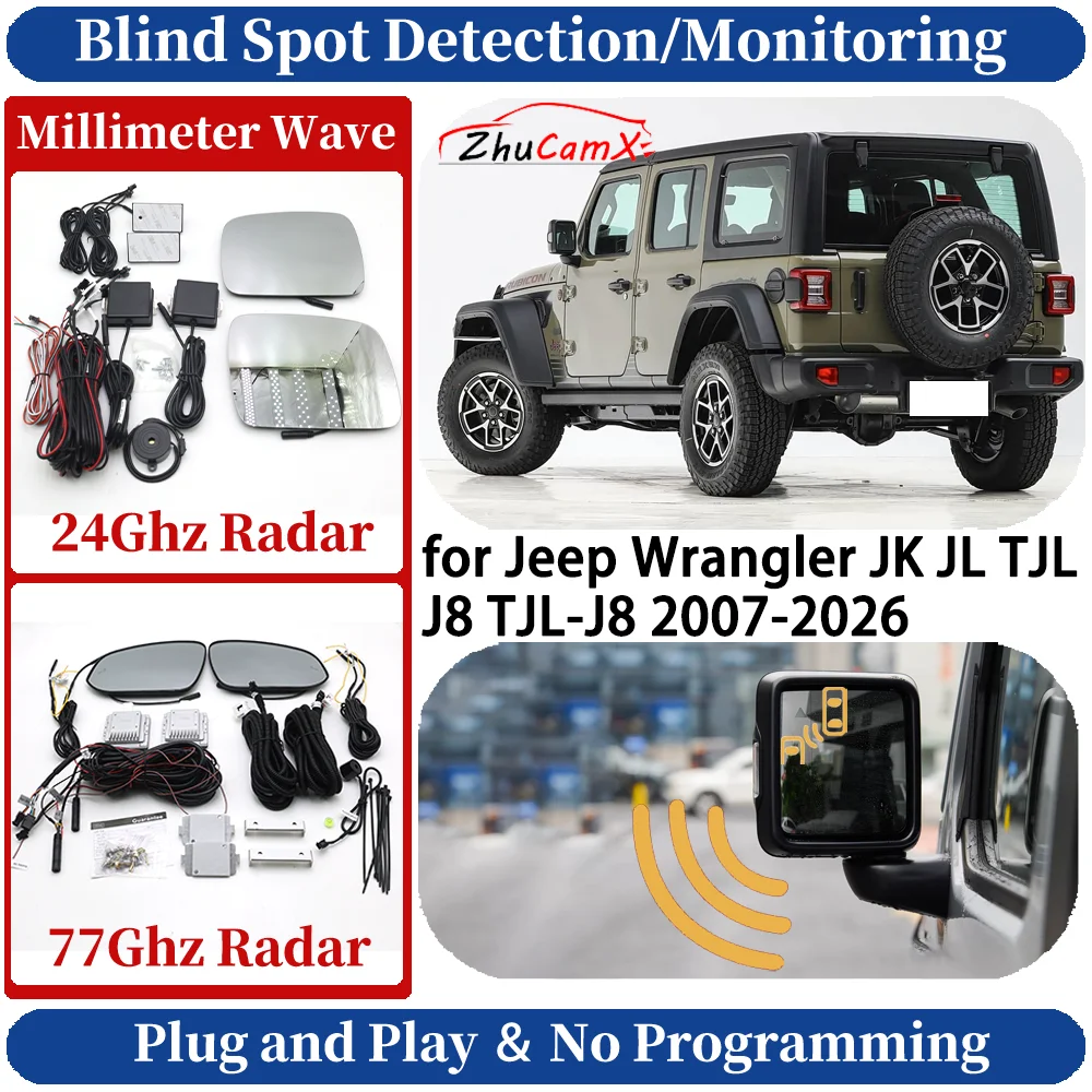 Car Blind Spot Monitoring/Detection System for Jeep Wrangler JK JL TJL J8 TJL-J8 2007-2026 Side Lane Change Warning Safe Assist