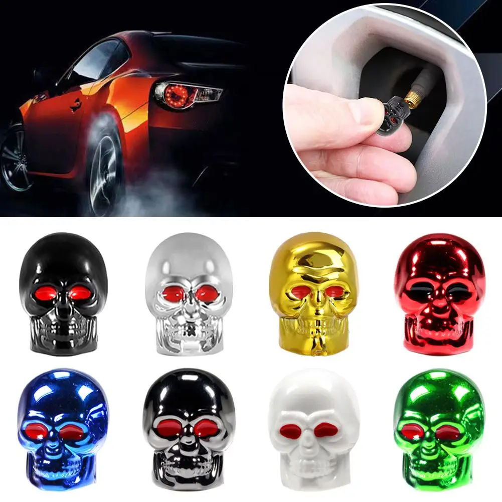 4pcs Universal Tires Stem Caps Car Skull Style Anti-rust Copper Core Cap For Motorcycle Bike Car Wheel Tyre Cov Y1o9