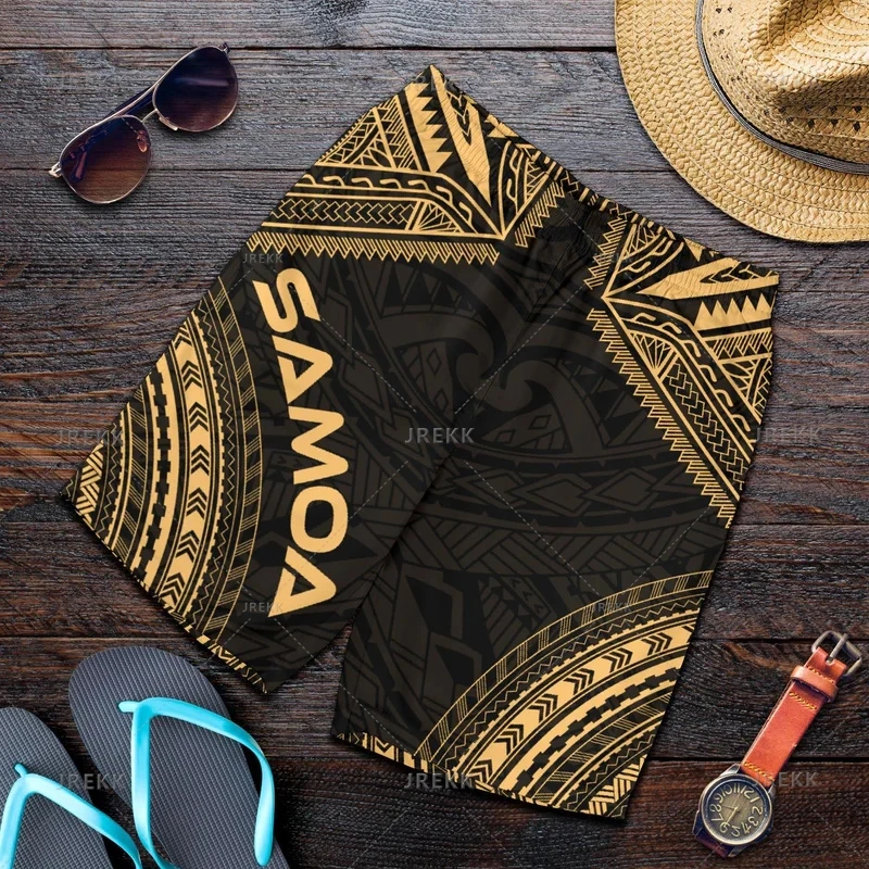 New Harajuku 3D Printing Samoa Emblem Beach Shorts Fashion Streetwear Board Shorts Unisex Cool Swimming Shorts Mens Swim Trunks