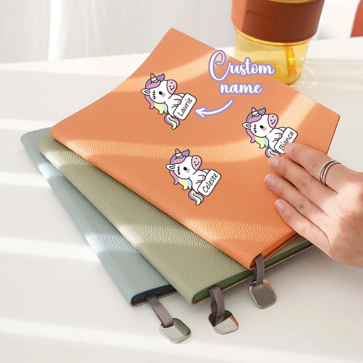 147/98/49pcs Custom Name Sticker, Clear Waterproof Label, Uunicorn Pattern Sticker, Easy To Tear and Easy To Attach Suitable