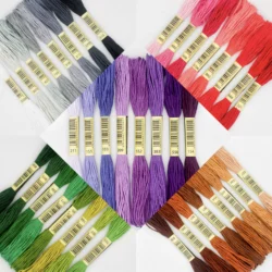 8PCS Set Cross Stitch Gradient Style Color 6 Strands Cross Stitch Cotton Sewing Skeins Embroidery Thread Floss Kit DIY Handicraf