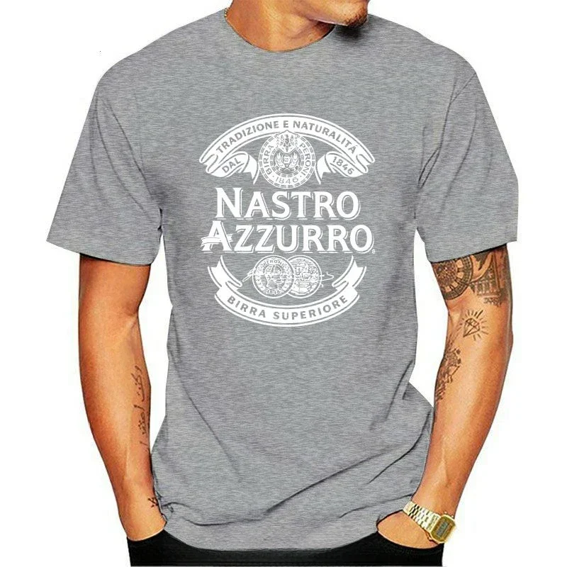 Tshirt Men 2020 New New Popular Peroni Nastro Azzurro Italian Beer Men's Black T Shirt  Round Collar harajuku Crewneck Outfits