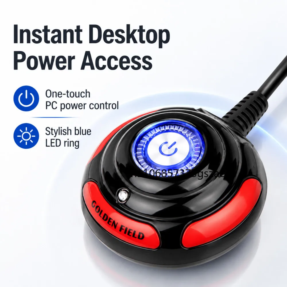 Desktop Computer Switch Power Supply On/Off Reset HDD Push Round Big Button Switch With 1.6m Cable Bracket For PC Computer Host