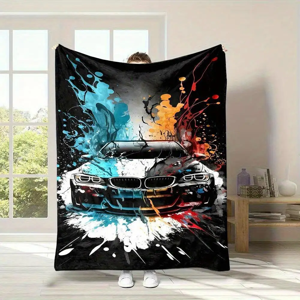 Painted car designs Flannel printed blanket suitable for all seasons suitable for living room office sofa and travel 180x250CM
