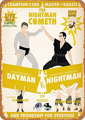 

Nightman Cometh Yellow Vintage Look Metal Sign Art Prints Retro Gift 8x12 Inch