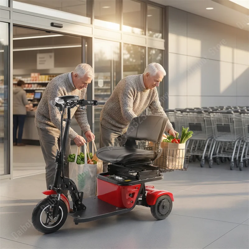 Faltbarer Elektrischer Dreirad-Reise-Scooter für Senioren 500W36V 3-Rad-Elektro-Scooter mit Korb Mini-Mobilitätsroller – Detail 17