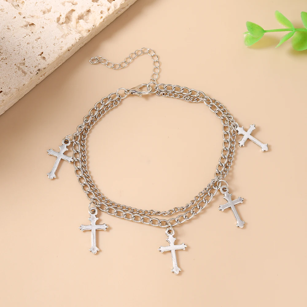 Aihua Boho Goldfarbenes Kleines Kreuz-Armband für Frauen Modischer Urlaubs- und Party-Schmuck Geschenke – Detail 4