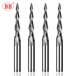 BB Taper Ball Nose End Mill Solid Carbide incisione Router Bit rilievo legno metallo CNC fresa rivestita 3.175mm 4mm 8mm 10mm