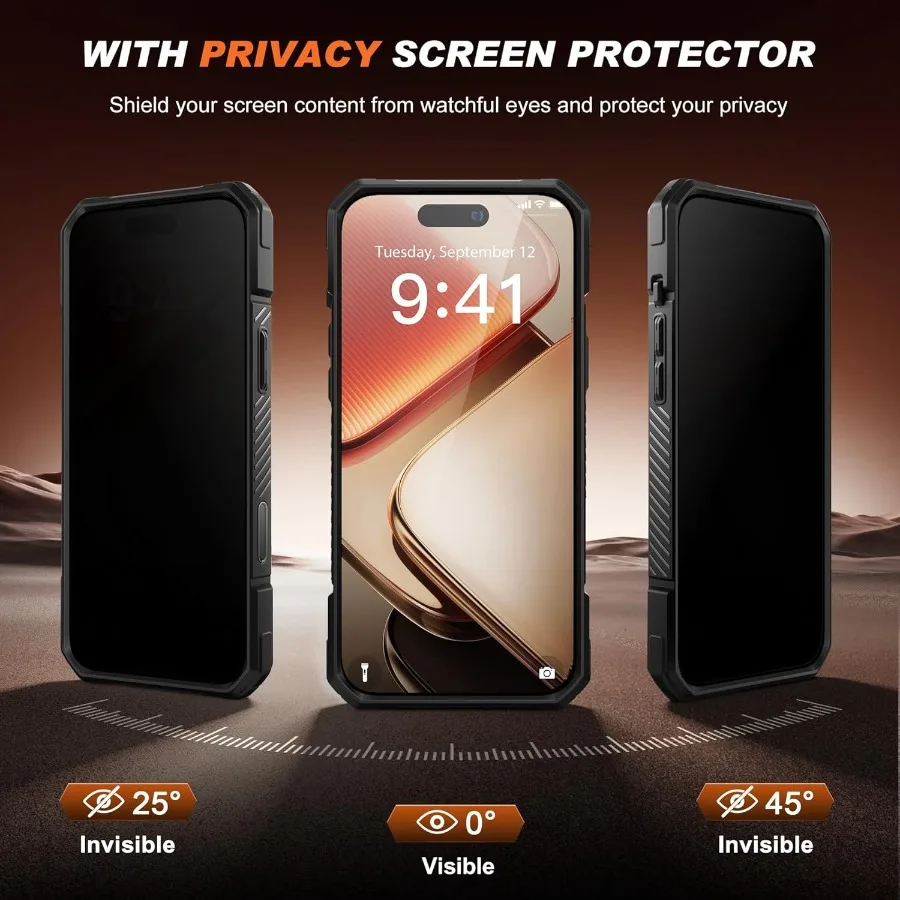 حافظة لهاتف iPhone 17 Pro مع حامل مغناطيسي يدور 360 درجة لتعزيز الوصول وقابلية النقل عسكرية #3