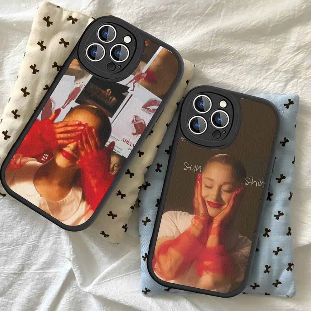 Arianas G-Grande Leder-Handyhülle für iPhone 16 16e 15 14 13 12 11 Pro Max Plus Mini Cover