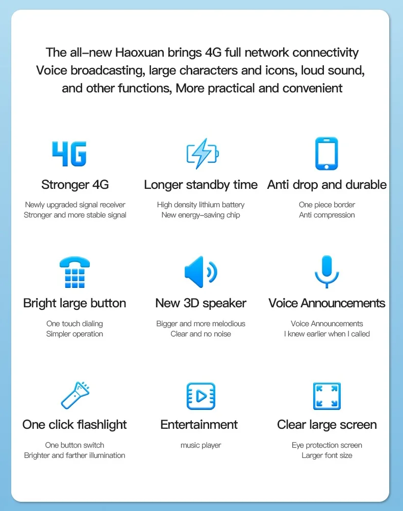 I79 (H6) 4G Elderly Mini Cellphone 2.4Inches TFT Screen 32MB RAM No Camera Torch Dual SIM English Keyboard Mobile Phone
