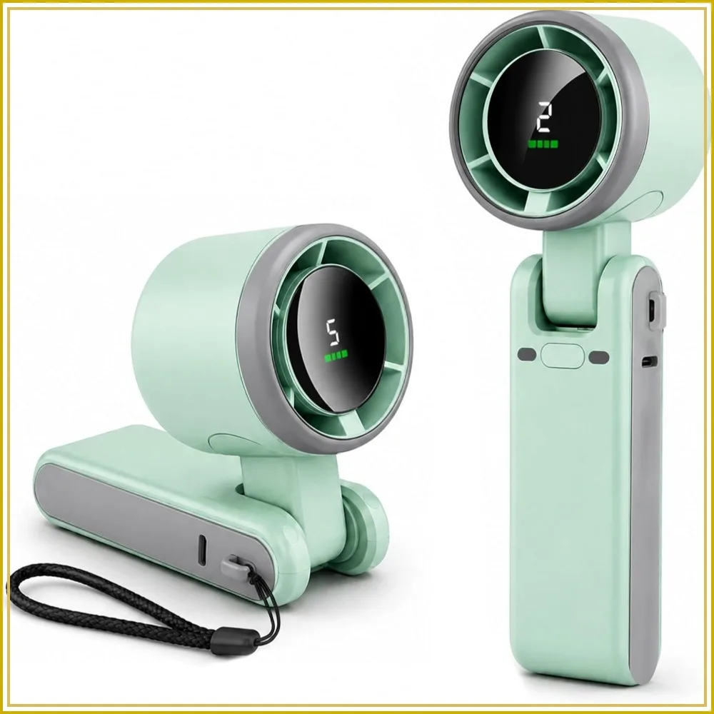 

Mini Handheld Fan with Turbo Cooling, 5 Speeds 13550 RPM Rechargeable Personal Fan for Travel and Outdoor Use