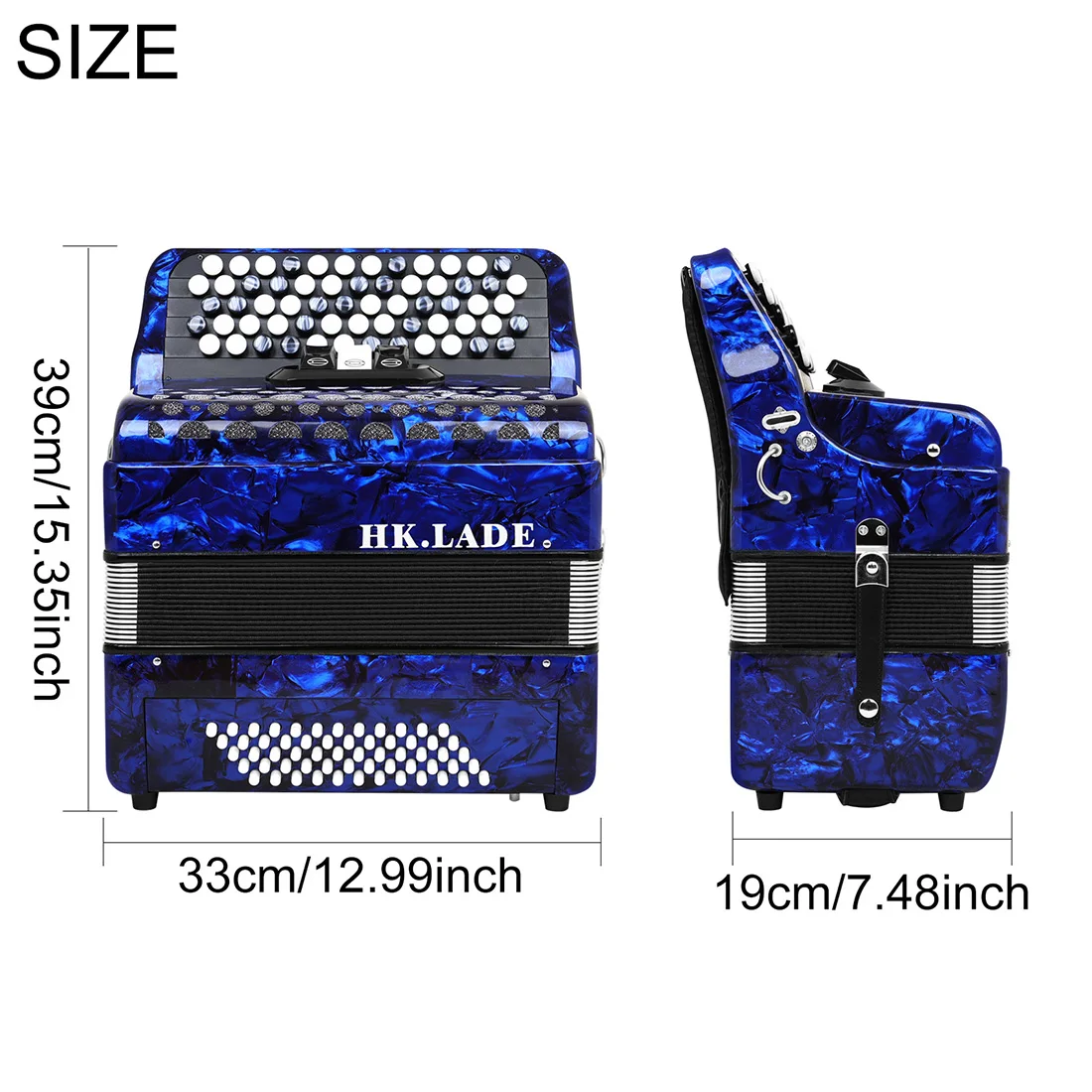 62 Keys Accordion 60 Bass Button Bayan Accordion Professional Chromatic Accordion with 3 Registers for Professions Music Lovers