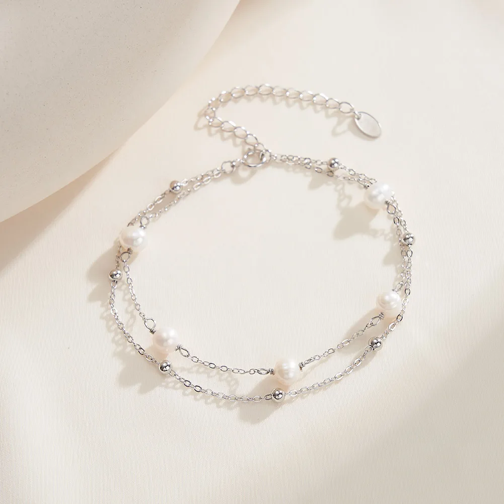 ORSA JEWELS 925 Sterling Silver Natural Baroque Pearls 14K Gold Bracelet for Women Chain Fashion Vintage Fine Jewelry GPB32