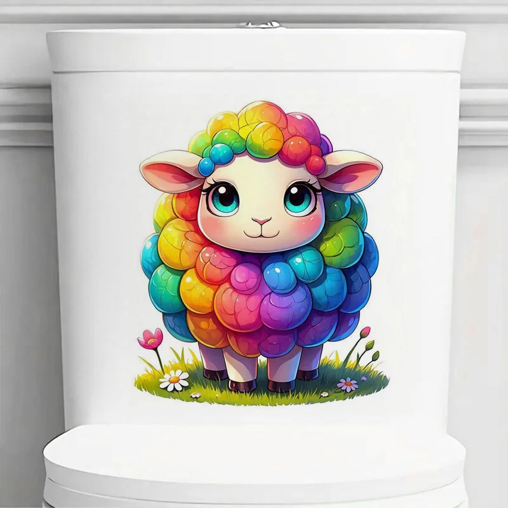 Cute Rainbow Sheep Self-Adhesive Stickers, Bedroom Entryway Living Room Porch Home Decoration Wall Stickers