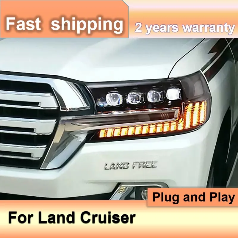 Car Accessories for Toyota Land Cruiser Headlight 2016-2020 Land Cruiser Head Lights DRL Turn Signal High Beam Projector Lens