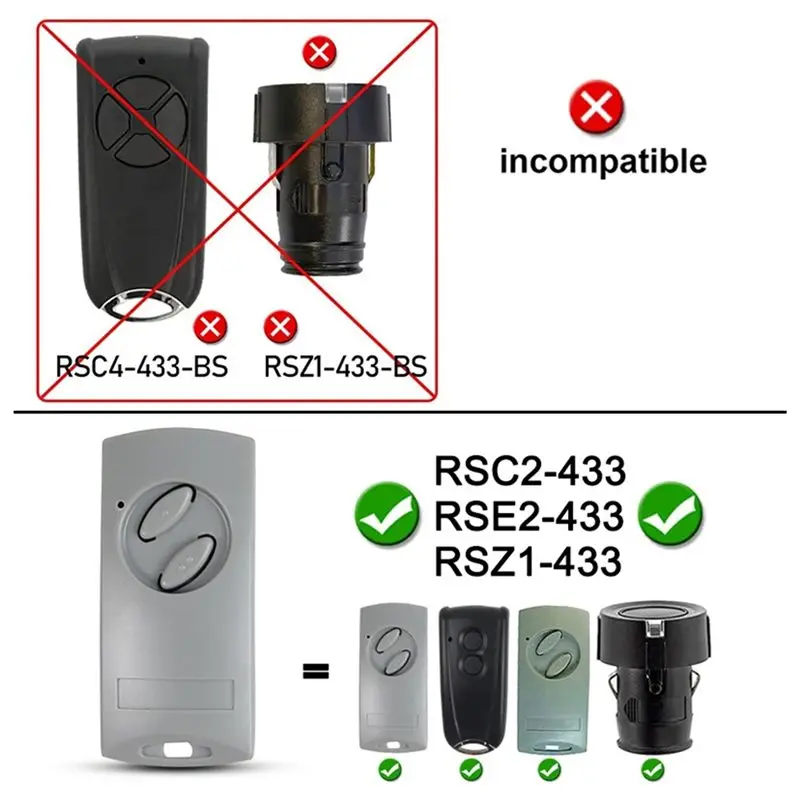 [NEW!A25P】 Garage Door Opener Remote Control(5Pcs) For Ecostar Models RSE2-433, RSC2-433, RSZ1-433, Handheld Transmitter 433Mhz