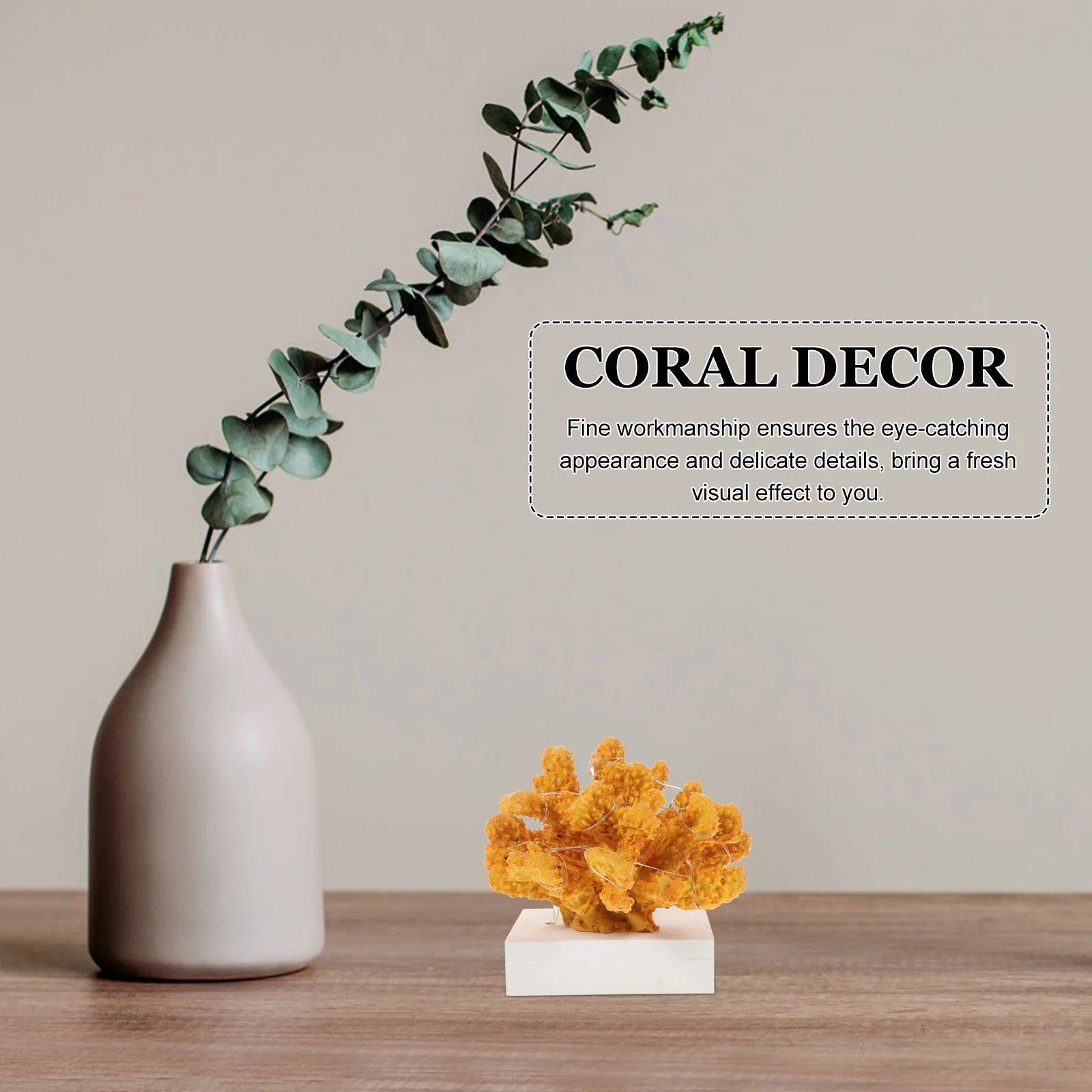 

Resin Coral Decor Artificial Coral Statue with LED Light Glow in The Dark Home Decor for Housewarming Gift Desktop Table Display