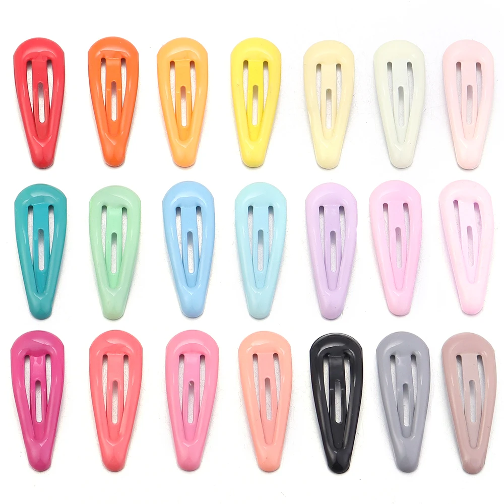 30pcs 3cm Colorful BB Hair Clips Girls Water Drop Shape Hairpin Cute Princess Barrette Simple Snap Clip Kids Hair Accessories