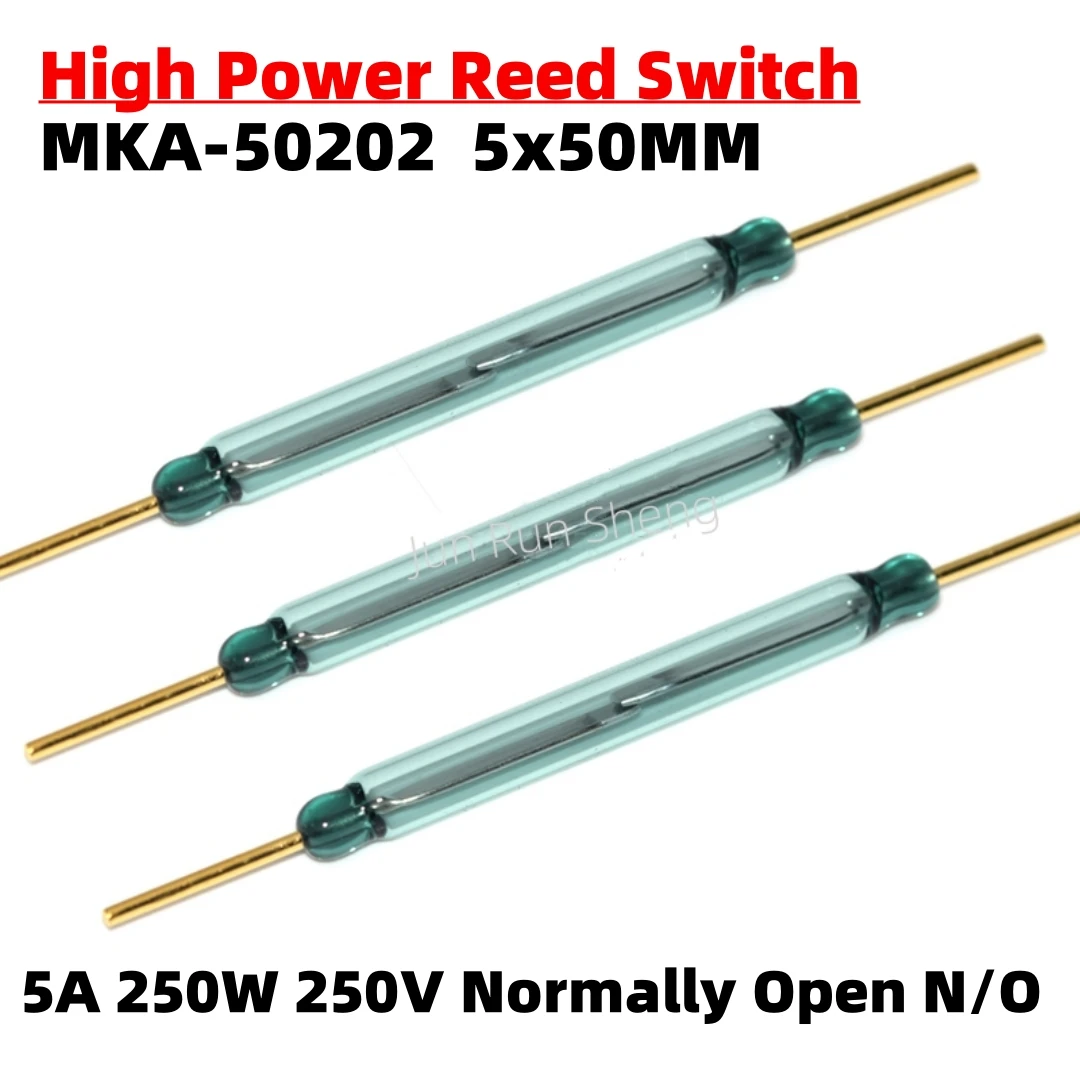 1/10PCS High Power MKA50202 Reed Switch MKA-50202 Normally Open N/O 5*50MM 5A 250W 250V Magnetic contact Switch Induction Sensor