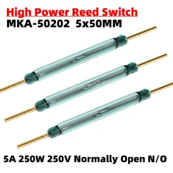 1/10PCS High Power MKA50202 Reed Switch MKA-50202 Normally Open N/O 5*50MM 5A 250W 250V Magnetic contact Switch Induction Sensor