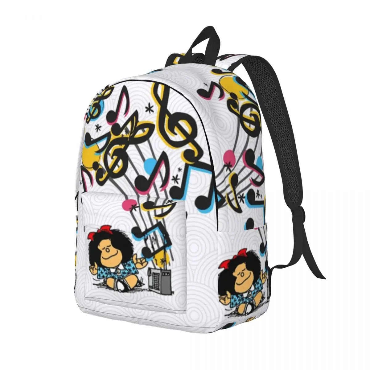 Mafalda Vintage música mochila para crianças, estudante escola livro sacos, mochila, pré-escolar, jardim de infância, menino, menina, ao ar livre