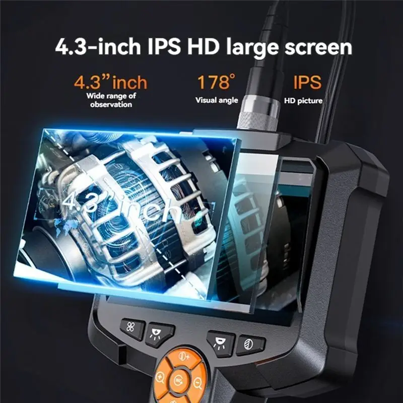 ABKQ-Endoscope Camera 4.3 Inch Lens HD 1080P Car Inspection Borescope IP67 Waterproof Sewer Camera With LED