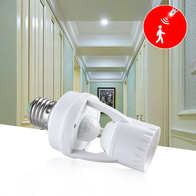 

E27 Bulb Socket Lamp Base PIR Human Induction Motion Sensor Bulb Holder Rotating Base Led Lamp Base Adjustable Socket Lamp
